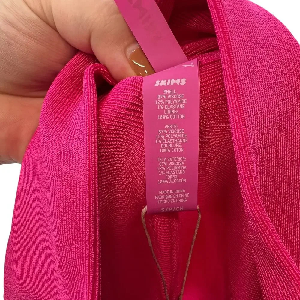 Skims Knit Swim‎ Mid Waist Shorts Magenta Pink Size Small - Picture 10 of 11